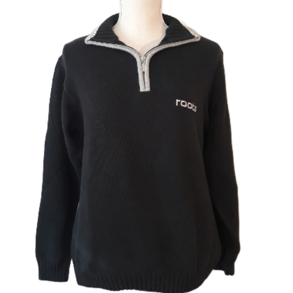 Vintage Roots Canada 3/4 Zip Cabin Stein Sweater - Size Medium Navy Blue Sweater